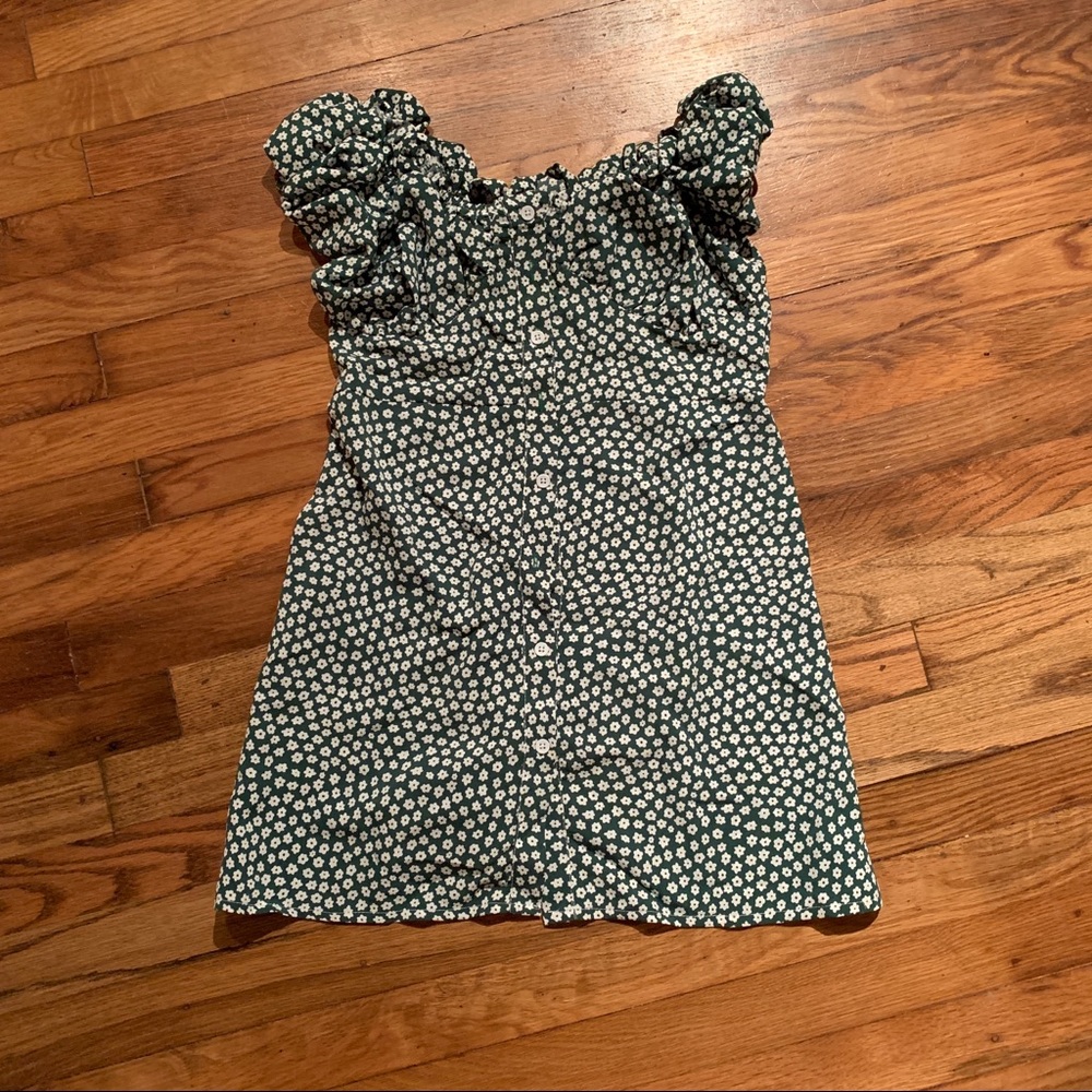 Green Floral Mini Dress - Picture 8 of 8